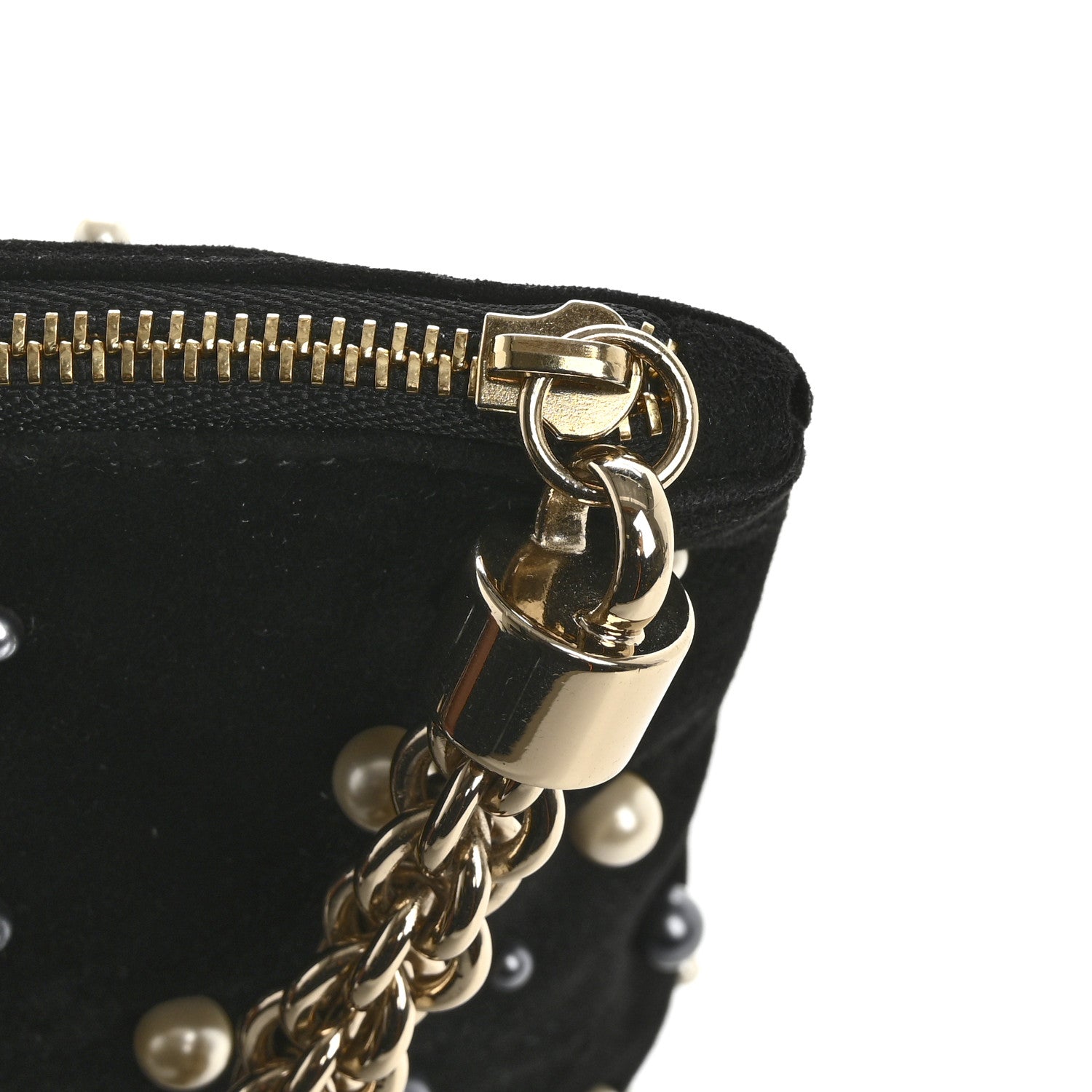 Jimmy Choo Suede Pearl Embellished Callie Tassel Clutch Bag Black 12 of 12