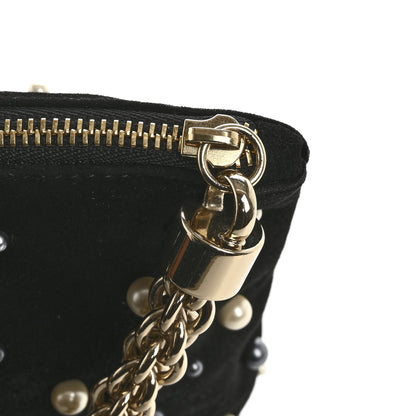 Jimmy Choo Suede Pearl Embellished Callie Tassel Clutch Bag Black 12 of 12