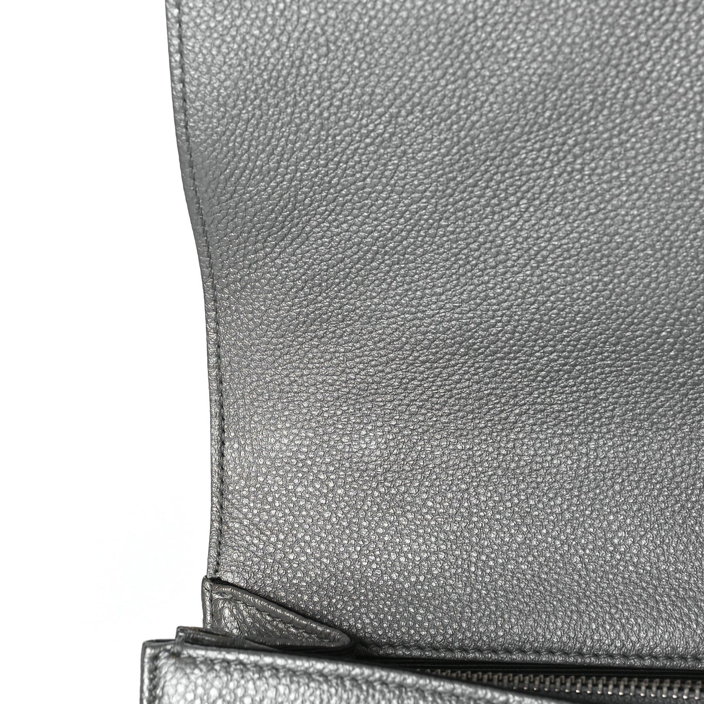 Metallic Grained Calfskin Diorama Satchel Silver