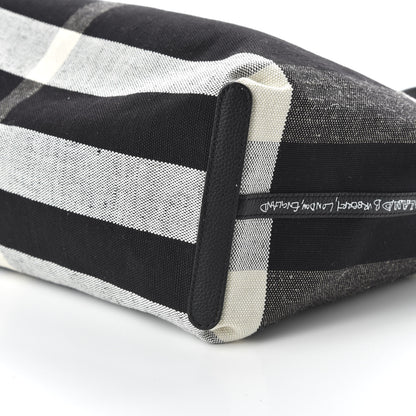 Burberry Coated Canvas Mega Check Medium Doodle Tote Black White 15 of 16