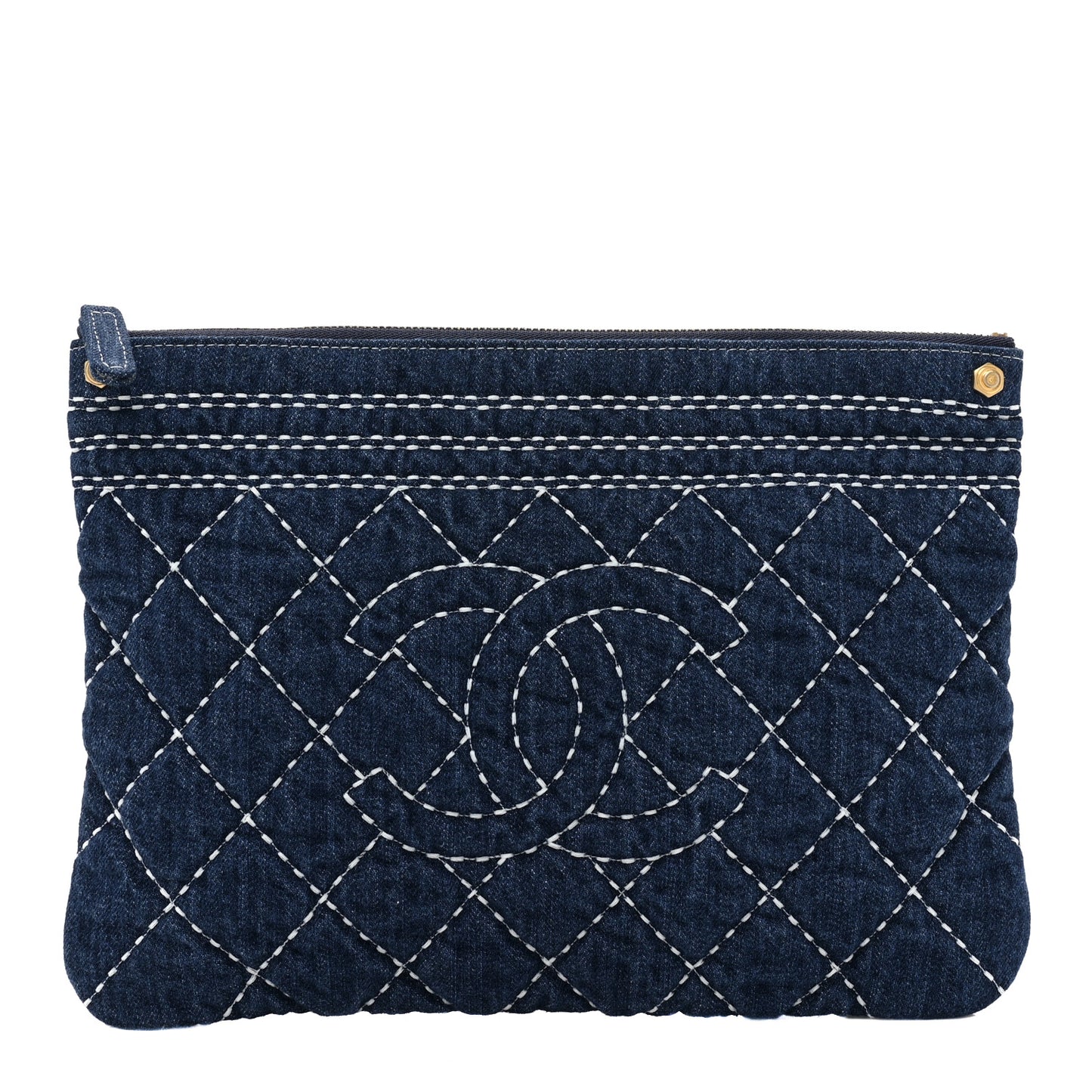 Denim Quilted Cosmetic Case Blue