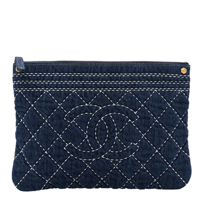 Chanel Denim Quilted Cosmetic Case Blue 1 of 10