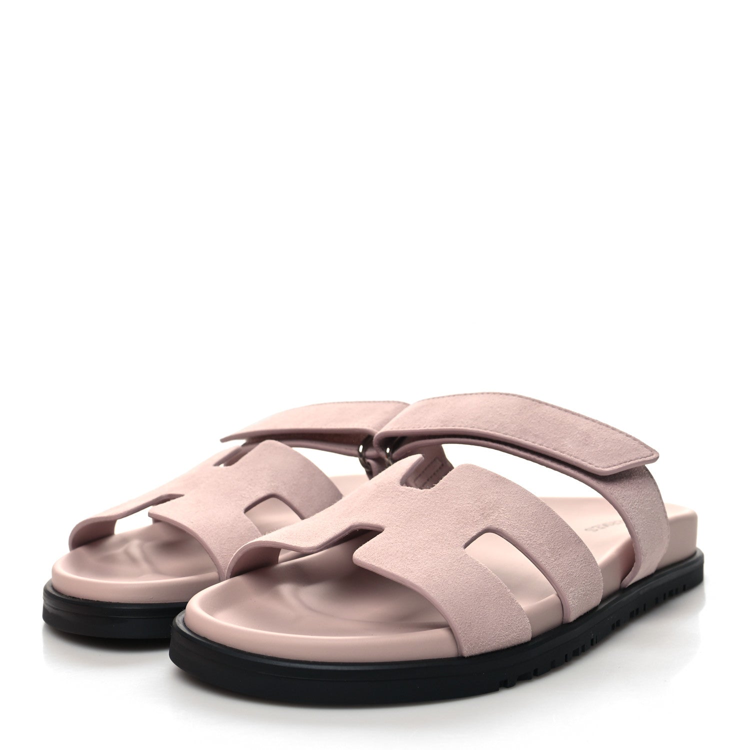 Hermes Suede Goatskin Womens Chypre Sandals 38 Rose Porcelaine 3 of 9