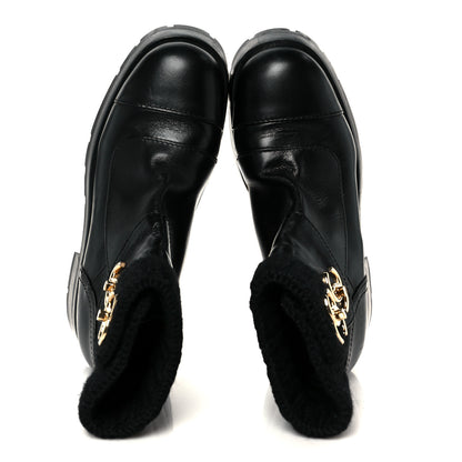 Chanel Calfskin Knit CC Short Boots 38 Black 2 of 10