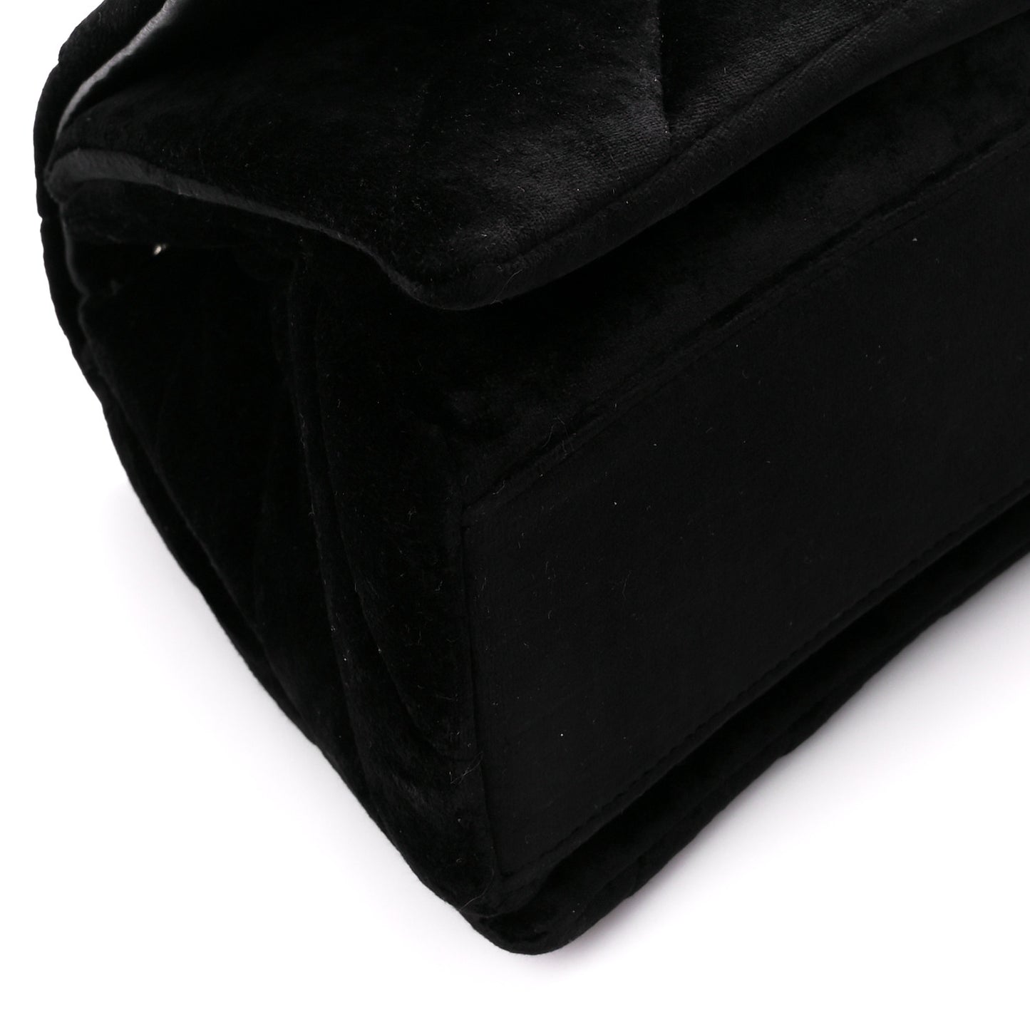 Crushed Velvet Quilted Medium Crush Chain Bag Black
