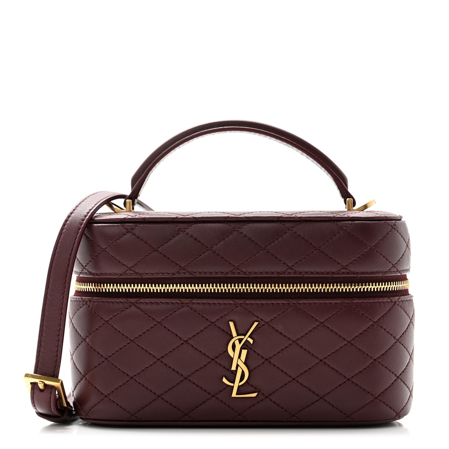 Saint Laurent Lambskin Quilted Mini Gaby Vanity Case Rouge Cabernet 1 of 9