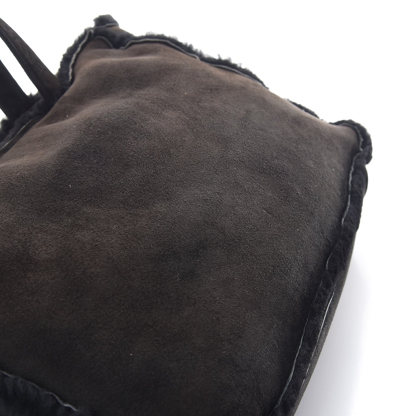 Suede Shearling Tote Black