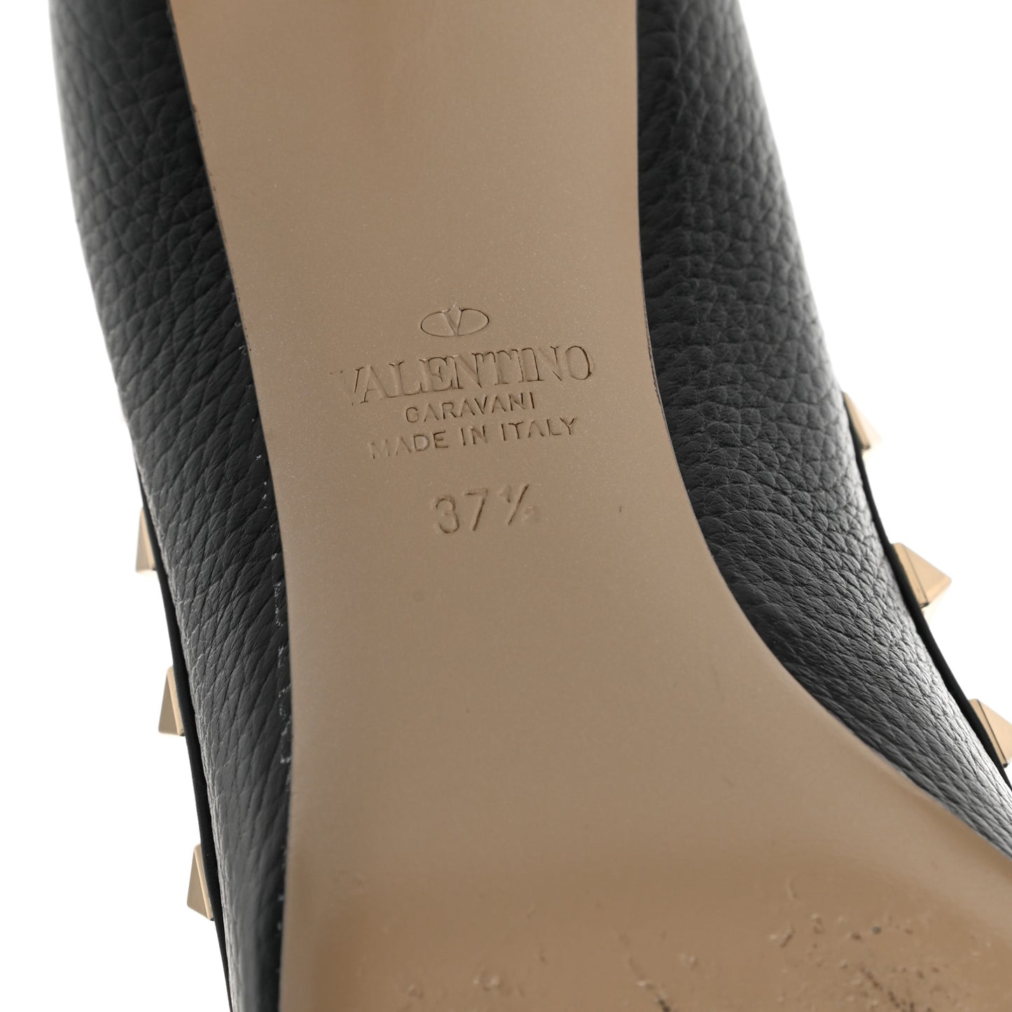 Pebbled Calfskin Rockstud 50mm Pumps 37.5 Black