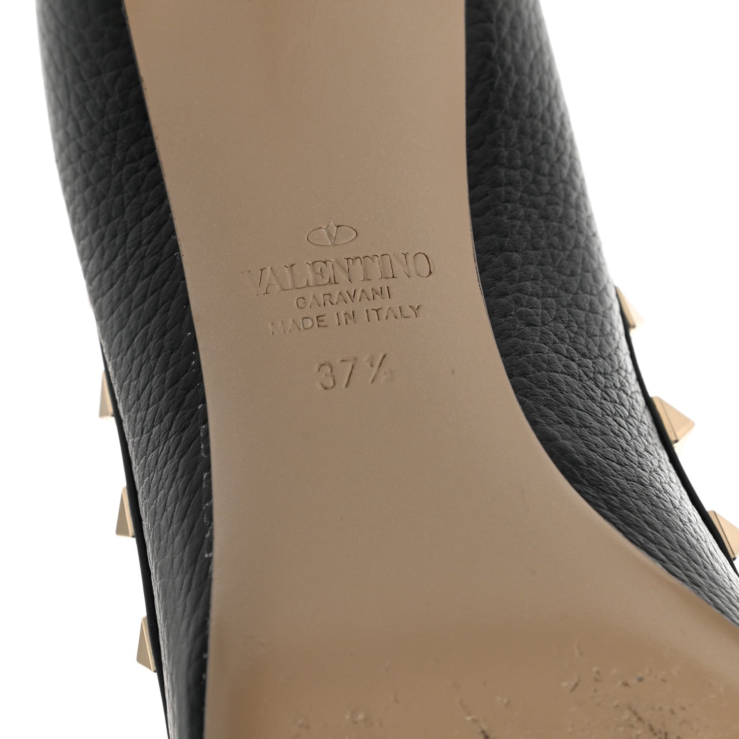 Valentino Garavani Pebbled Calfskin Rockstud 50mm Pumps 37.5 Black 6 of 8