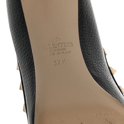 Valentino Garavani Pebbled Calfskin Rockstud 50mm Pumps 37.5 Black 6 of 8