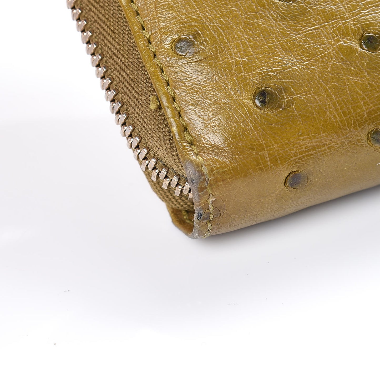 Ostrich Bamboo Zip Around Wallet Green
