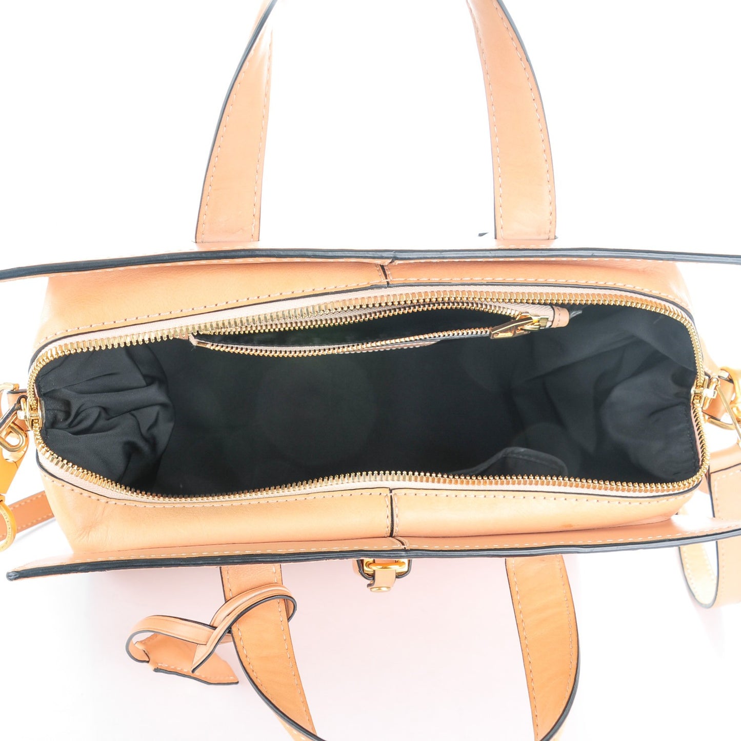 Calfskin Pelican Satchel Tan Antique Brass Hardware