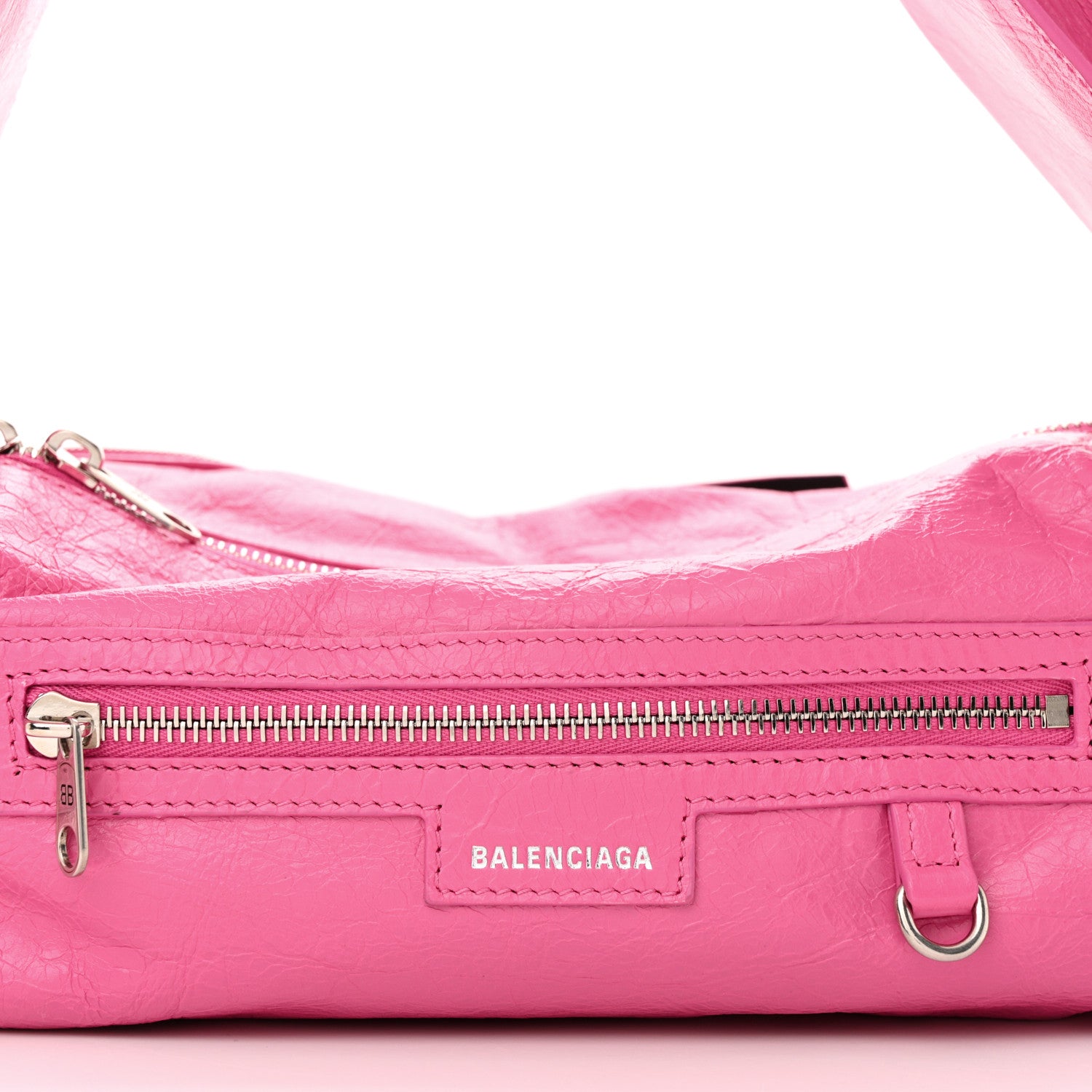 Balenciaga Agneau Arena Superbusy XS Sling Zip Shoulder Bag Hot Pink 8 of 10