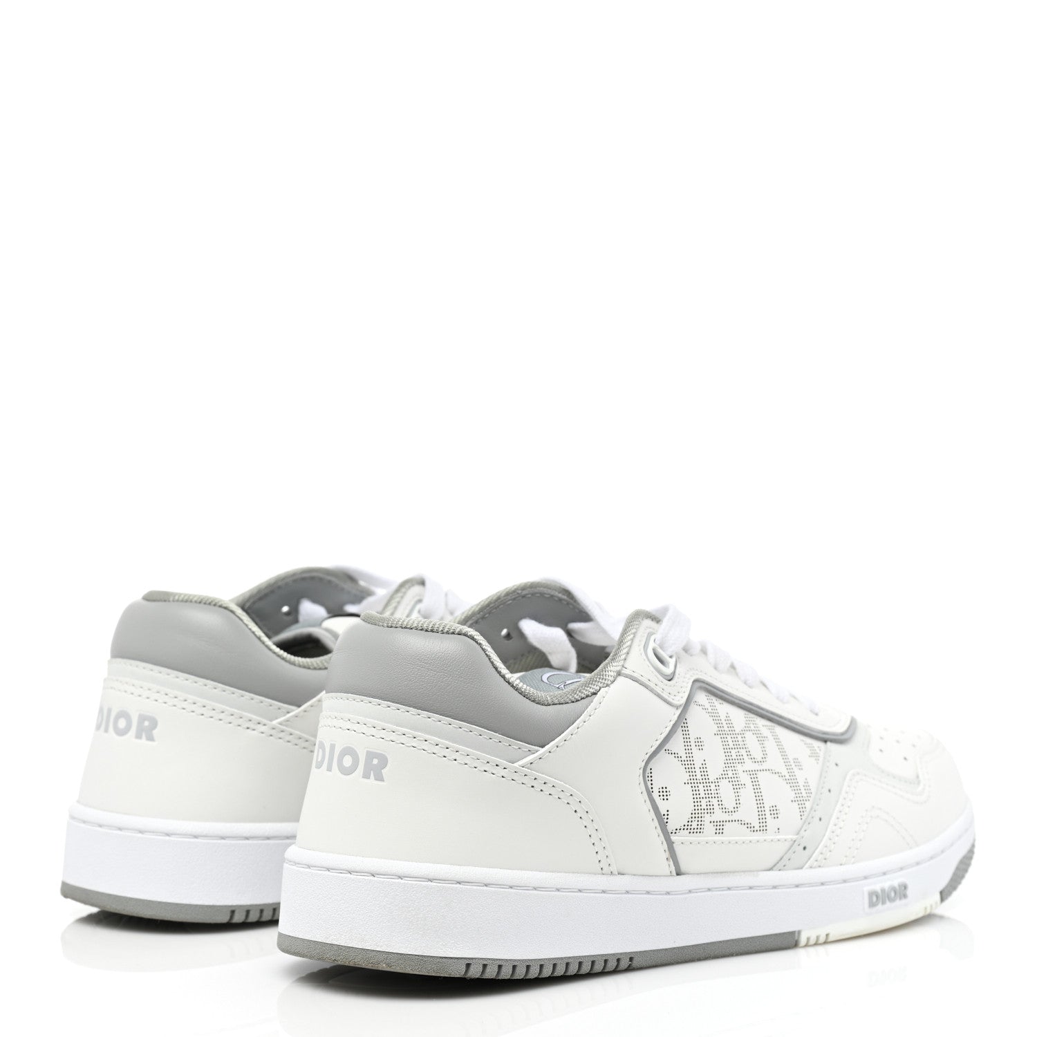 Christian Dior Smooth Calfskin Oblique Galaxy Perforated Mens B27 Low Top Sneakers 39 White Grey 5 of 13