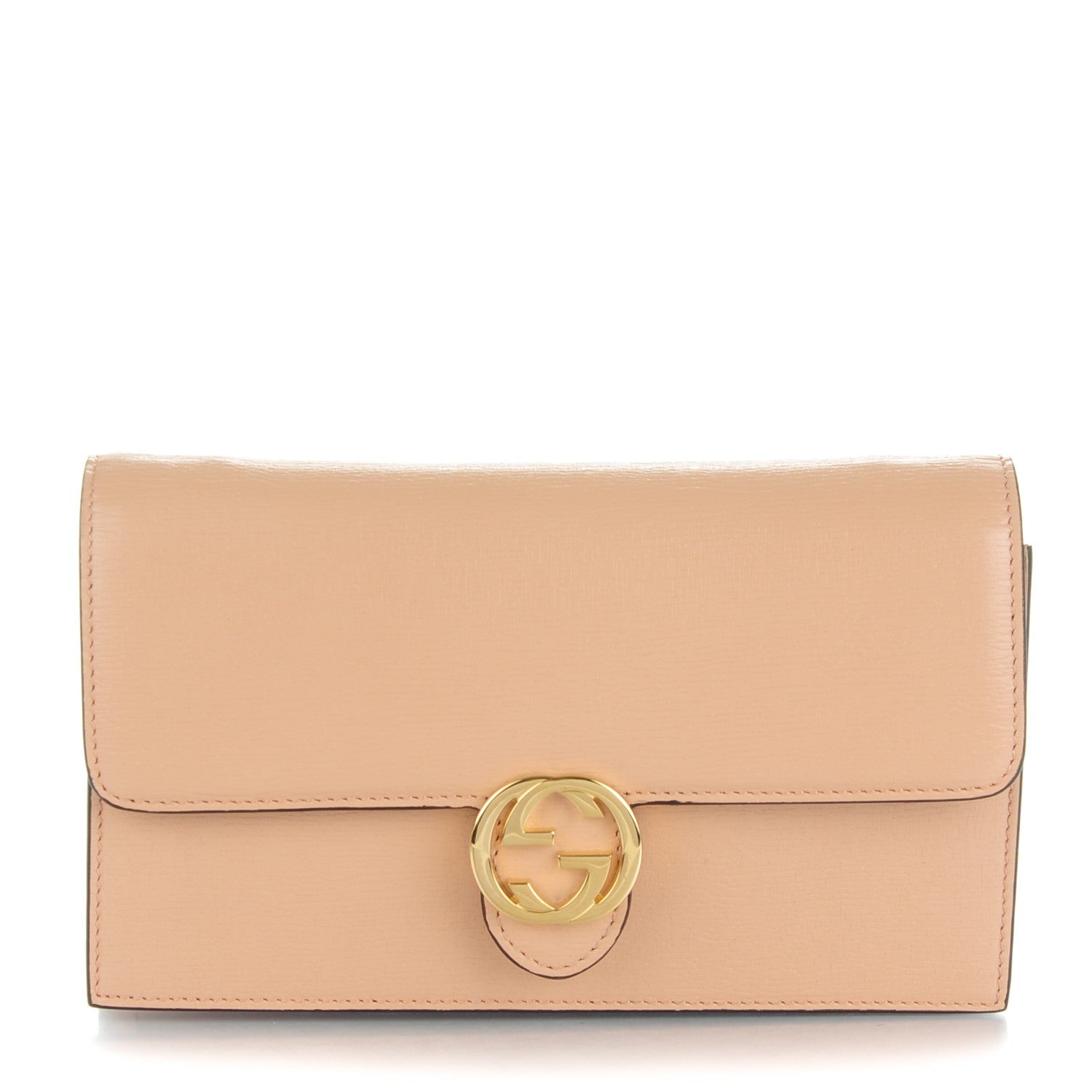 Gucci Textured Calfskin Icon Chain Wallet Pink Apricot 1 of 7