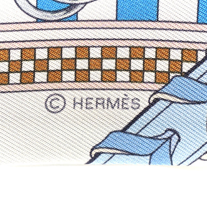 Hermes Silk Brides et Gris Twilly Gris Bleu Jean White Miel 3 of 4