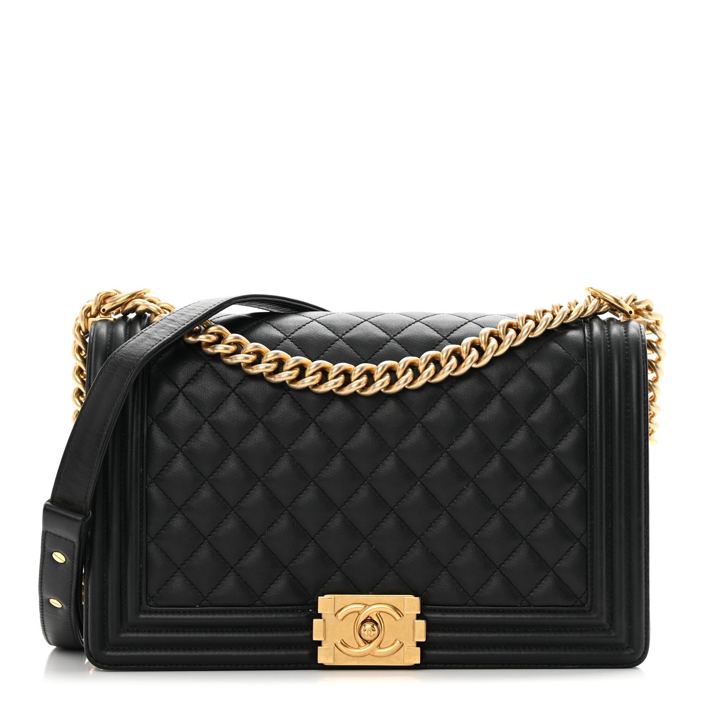 Calfskin Quilted New Medium Boy Flap Black