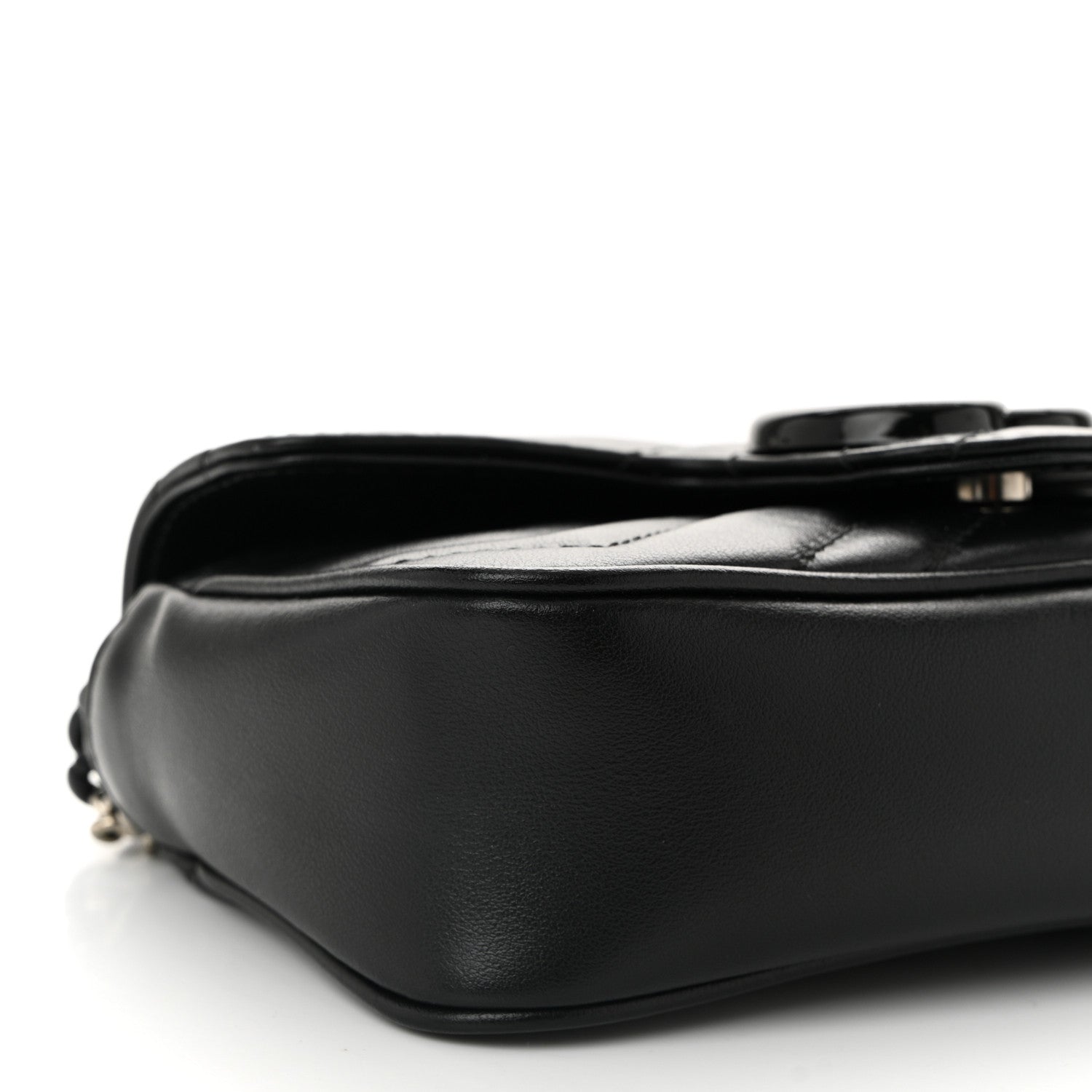 Gucci Calfskin Matelasse Monochrome GG Marmont Chain Belt Bag Black 9 of 10