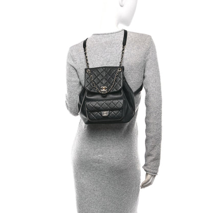 Chanel Lambskin Quilted Large Duma Drawstring Backpack Black 2 of 10