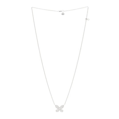 Graff 18K White Gold Small Diamond Butterfly Pendant Pave Necklace 3 of 5