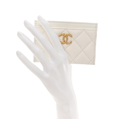 Chanel Caviar Quilted Crystal CC Card Holder White 2 of 8