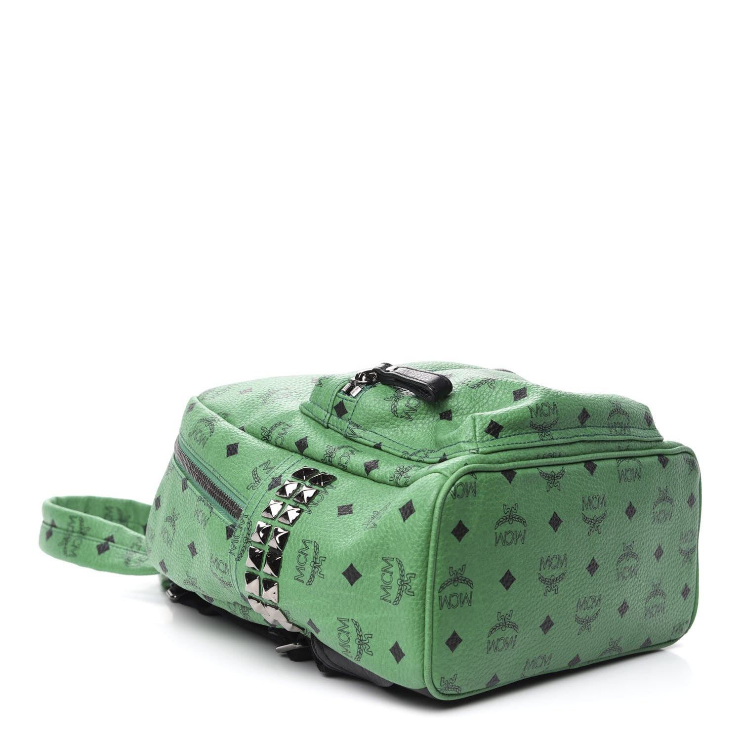 MCM Visetos Small Side Stud Stark Backpack Green 3 of 9