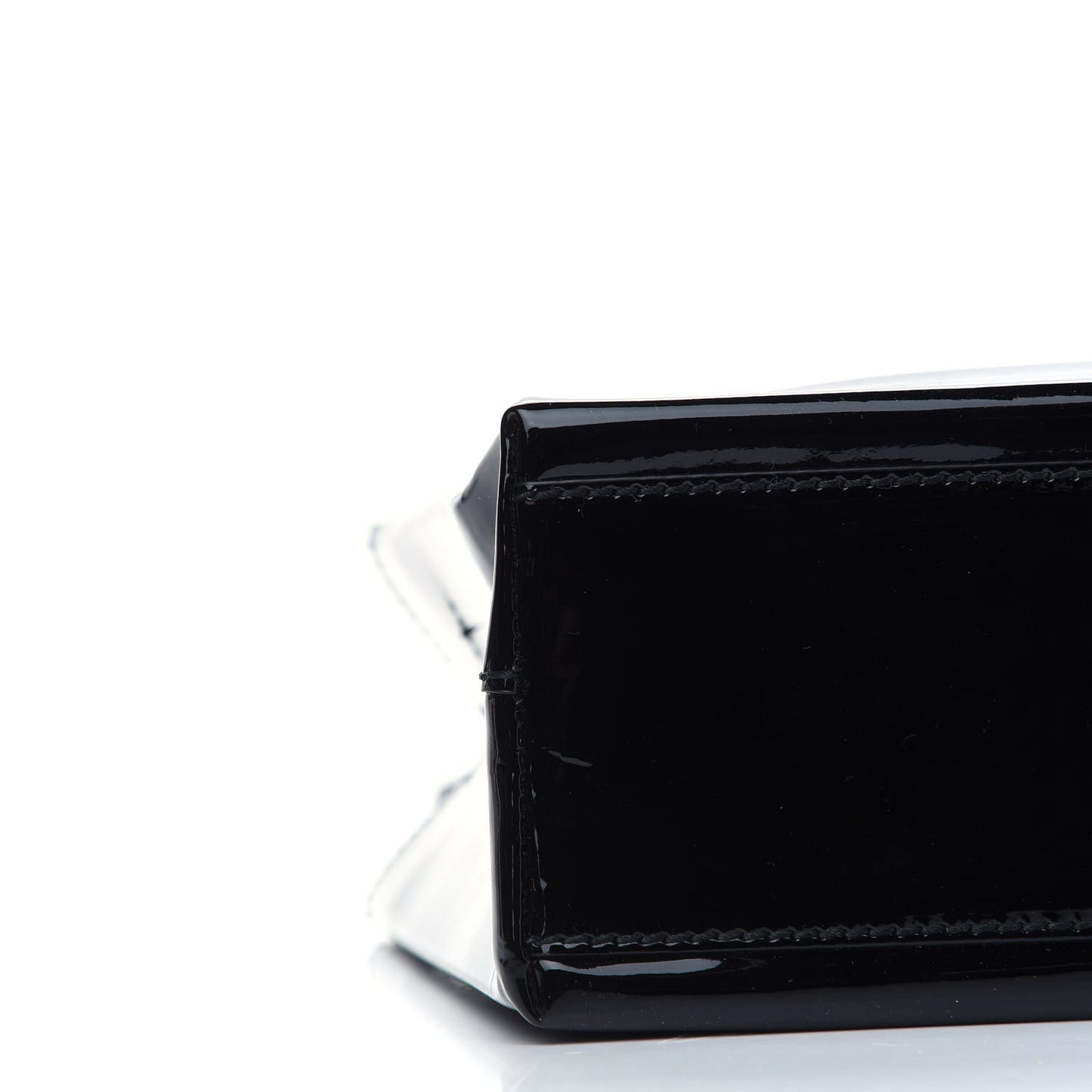 Patent Calfskin Logo Shopping Tote XXS Black