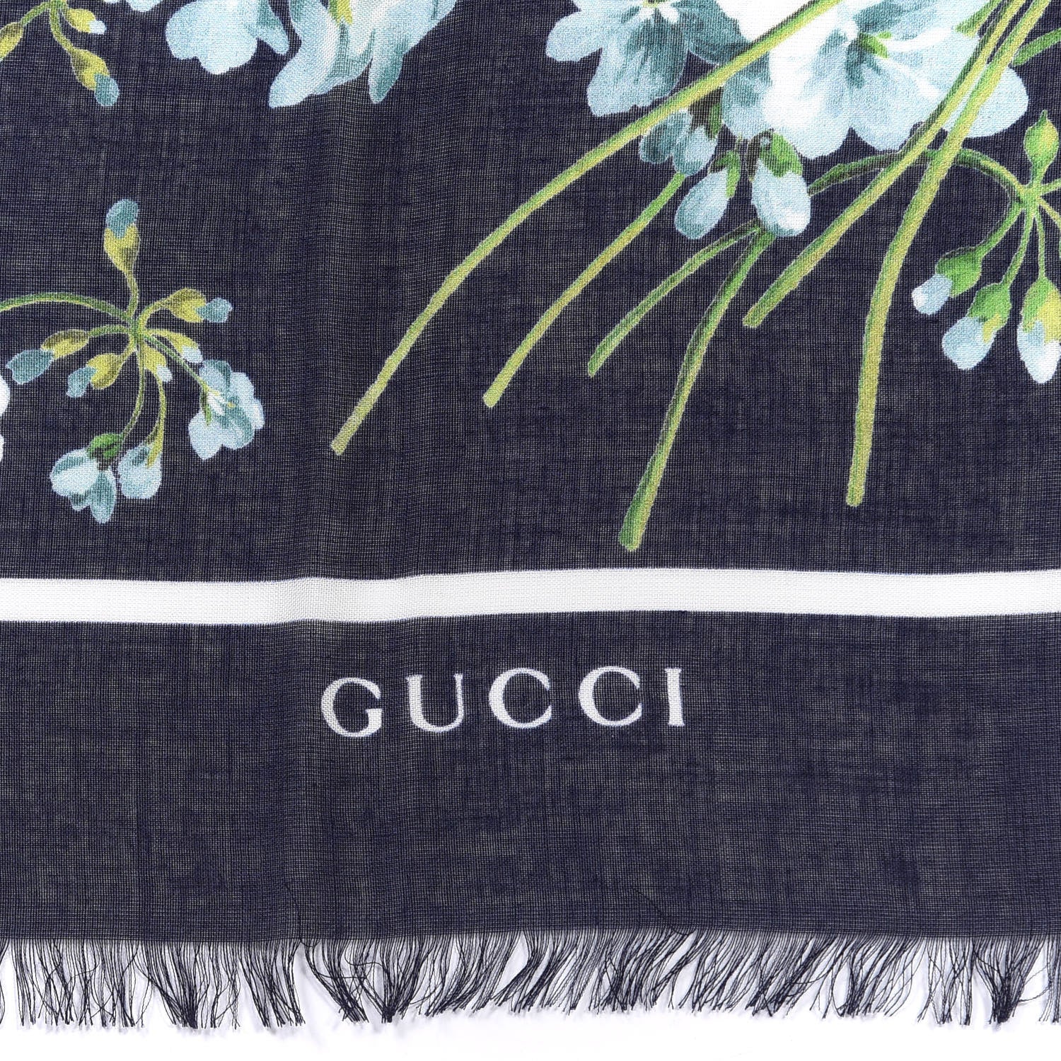 Gucci Modal Silk New Bloomy Shawl Midnight Blue Sky Blue 2 of 5