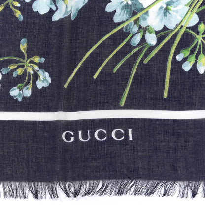 Gucci Modal Silk New Bloomy Shawl Midnight Blue Sky Blue 2 of 5