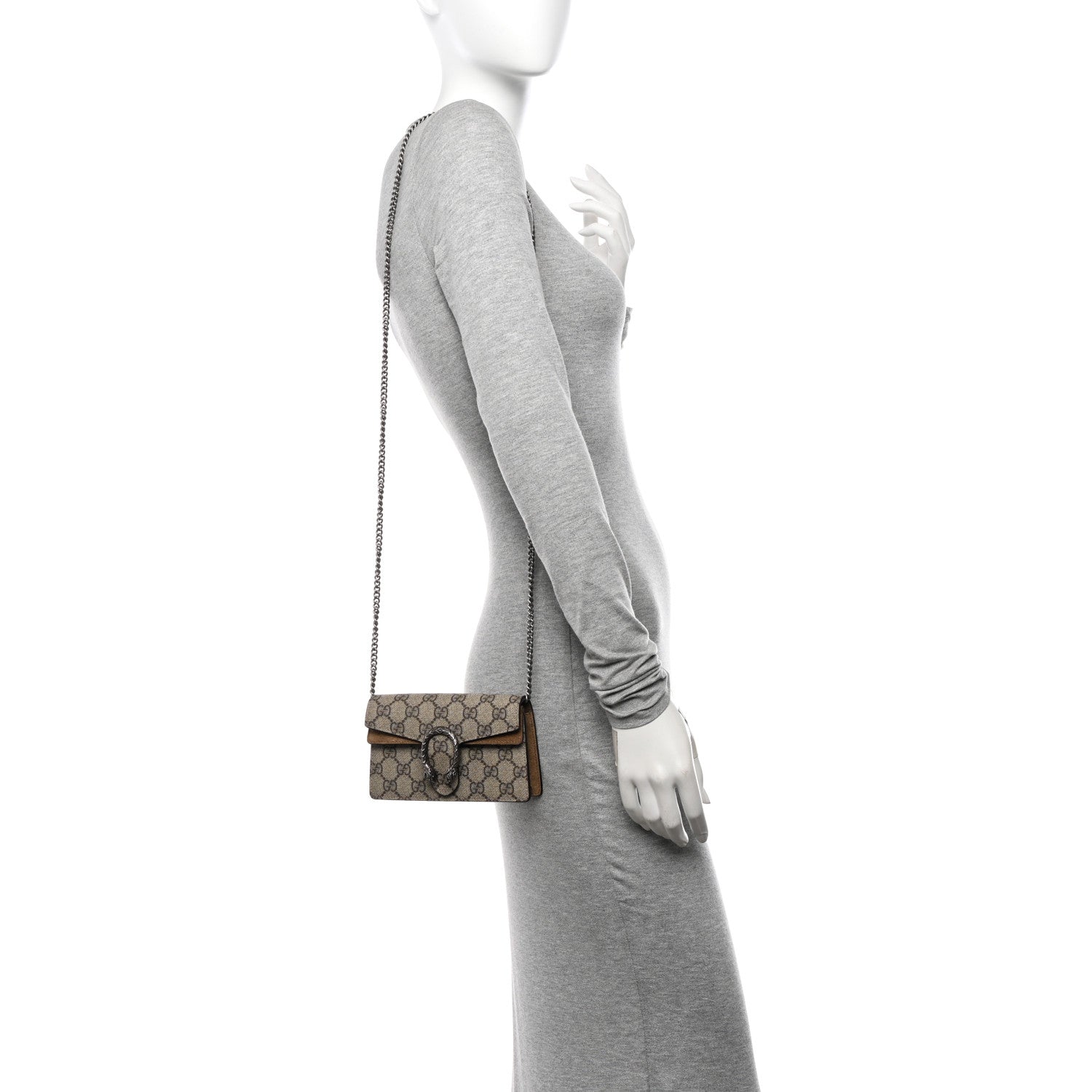 Gucci GG Supreme Monogram Super Mini Dionysus Shoulder Bag Taupe 2 of 12