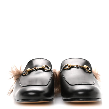Gucci Calfskin Fur Mens Princetown Slippers 9 Black 3 of 7