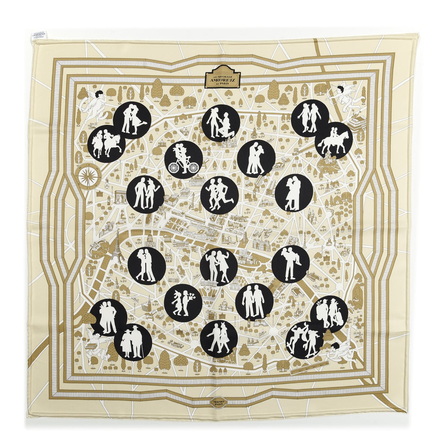 Silk Les Nouveaux Amoureux de Paris Scarf 90