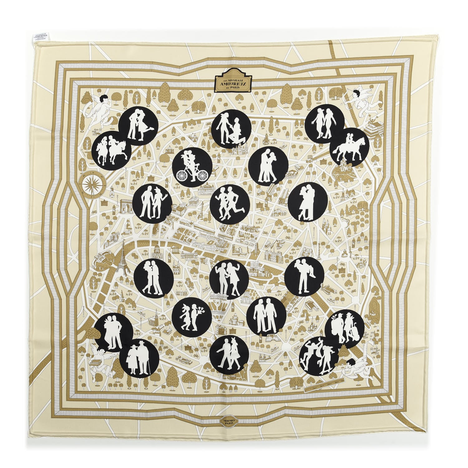 Hermes Silk Les Nouveaux Amoureux de Paris Scarf 90 1 of 6