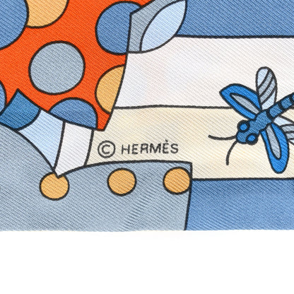 Hermes Silk Les Murmures de la Foret Twilly Bleu Jean Orange 3 of 4