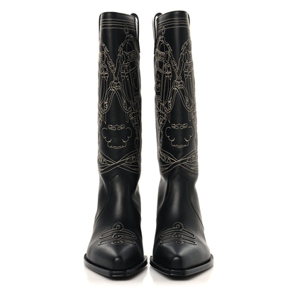 Hermes Calfskin Folk 35 Boots 38.5 Black 2 of 7