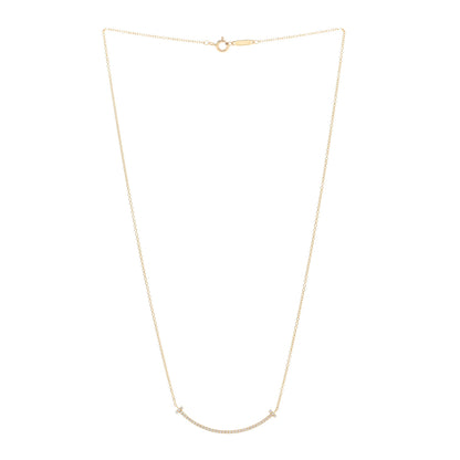 Tiffany 18K Yellow Gold Diamond Small T Smile Pendant Necklace 3 of 5