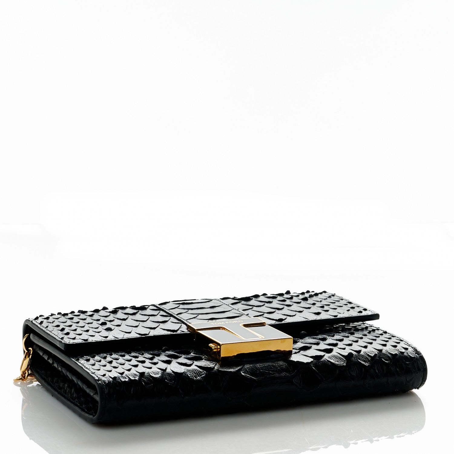 Tom Ford Semi Shiny Snakeskin 001 Chain Wallet Black 3 of 8