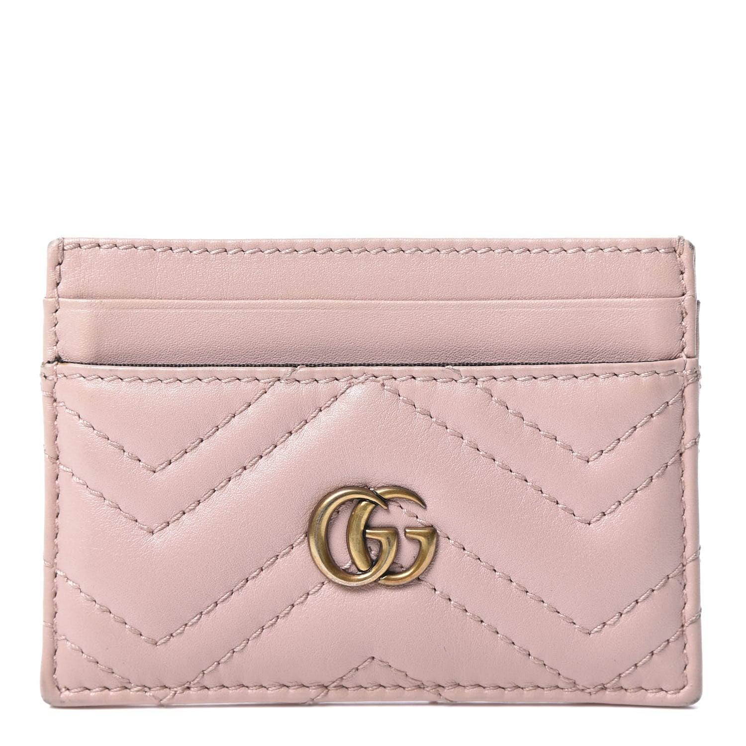 Gucci Calfskin Matelasse GG Marmont Card Holder Perfect Pink 1 of 10