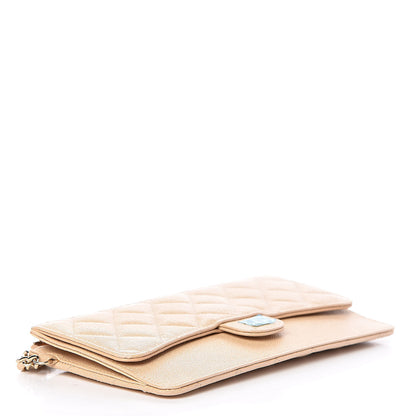 Chanel Iridescent Caviar Quilted Classic Pouch With Handle Beige 4 of 7