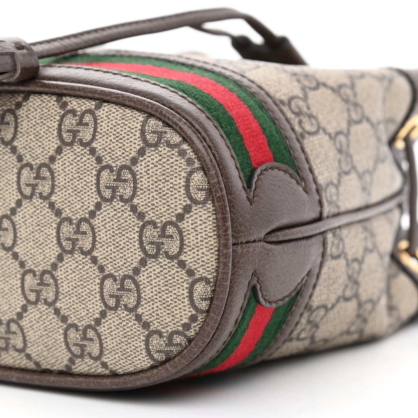 GG Supreme Monogram Web Mini Ophidia Bucket Bag Brown