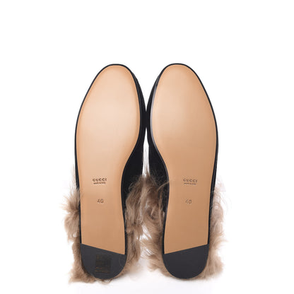 Gucci Velvet Fur Womens Princetown Slippers 40 Black 5 of 8