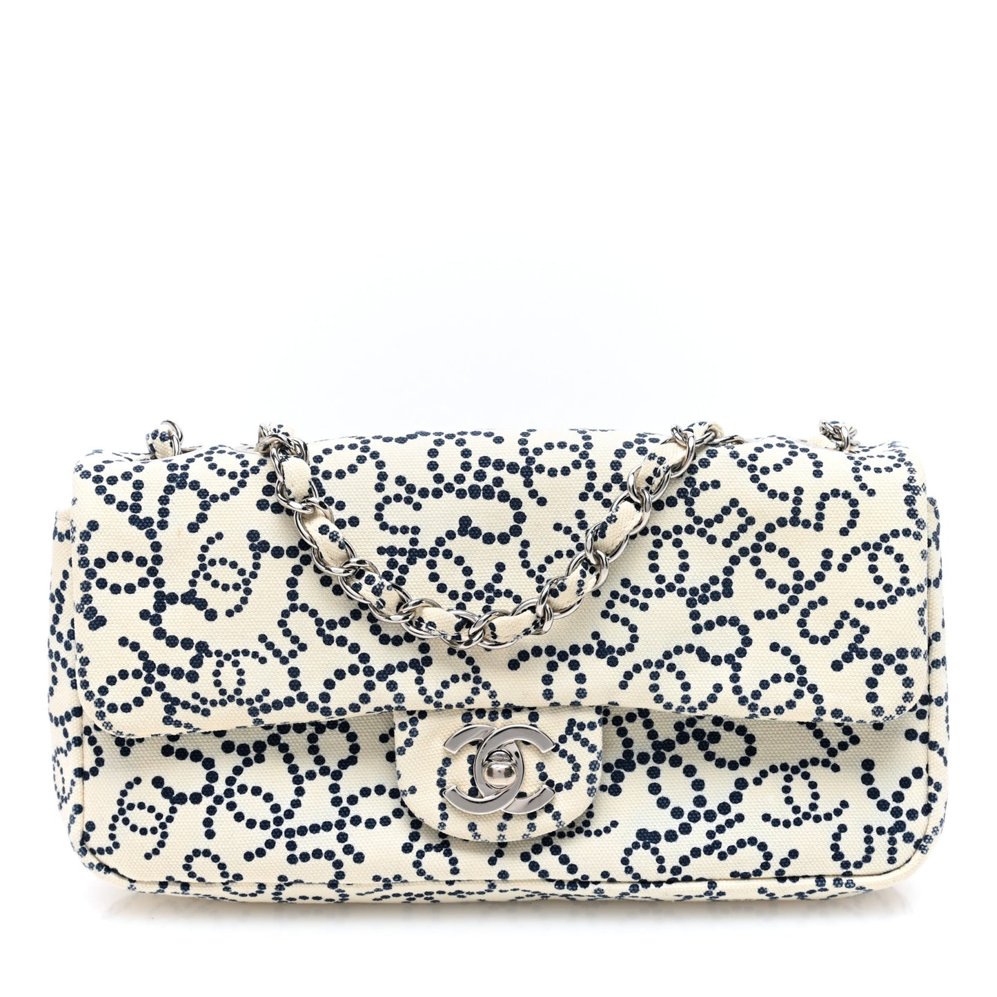 Canvas Small Logo CC Flap Beige Navy