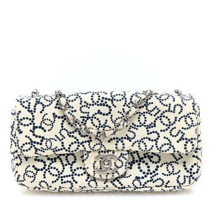 Chanel Canvas Small Logo CC Flap Beige Navy 1 of 10