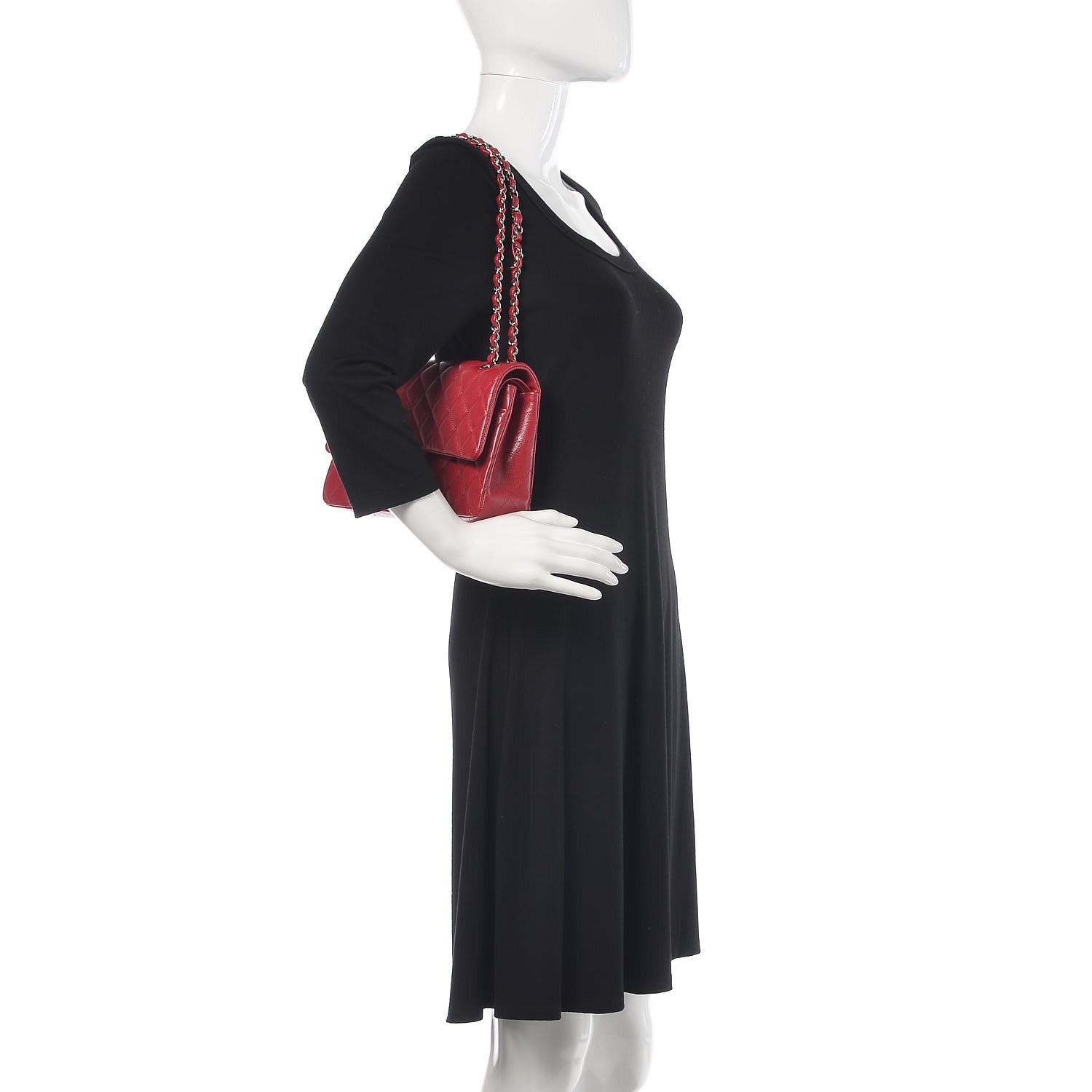 Chanel Caviar Quilted Medium Double Flap Dark Red 3 of 12