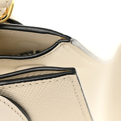 Prada Saffiano Cuir Calfskin Small Monochrome Top Handle Tote White 13 of 17