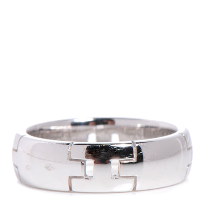 Hermes 18K White Gold Hercules H Ring 51 5.5 1 of 6