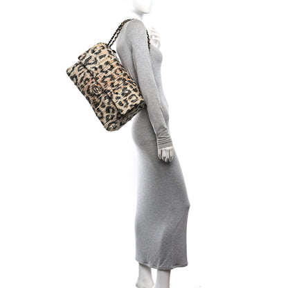 Chanel Tweed Mixed Fibers Leopard Print Souplissimo Maxi Flap Brown Black White 2 of 10