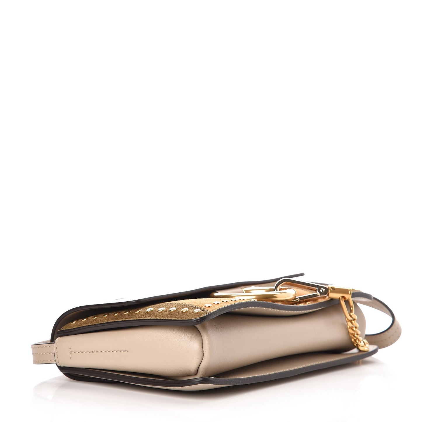 Suede Calfskin Studded Small Faye Shoulder Bag Pastel Grey
