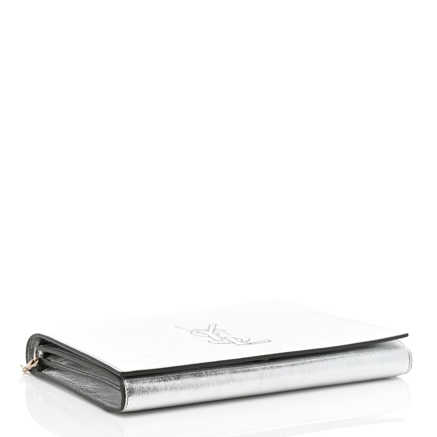 Metallic Crinkled Calfskin Belle de Jour Chain Clutch Silver
