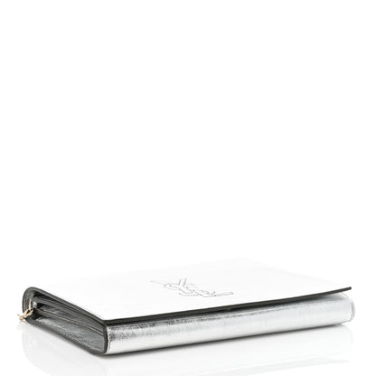 Saint Laurent Metallic Crinkled Calfskin Belle de Jour Chain Clutch Silver 4 of 9